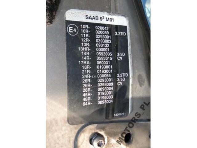 SAAB 9-3 93 2.2 TID 125 л.с. 2001 двигатель 189 тыс km