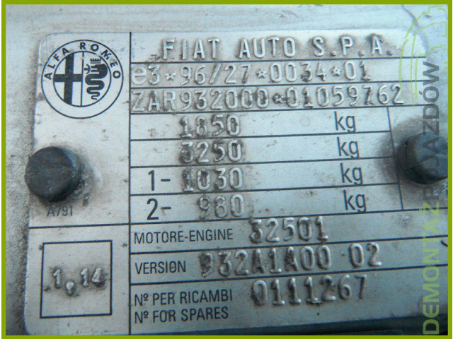 Двигатель ALFA ROMEO 156 AR32501 2.4 JTD FILM QQQ