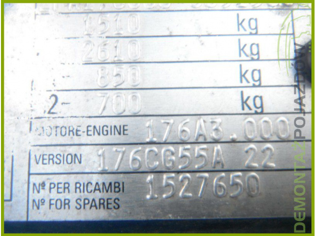 Двигатель FIAT PUNTO I 176A300 1.7 TD FILM QQQ